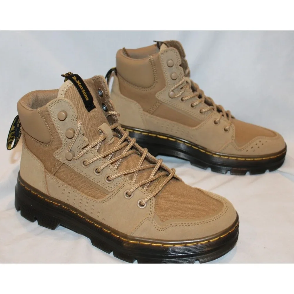 Dr Martens Rilla Men's Size 14 Lace Up Emboss Poly Combat Boots NIB SAVANNAH TAN